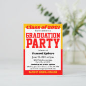 Red Gold School Colors Afstuderen Uitnodiging (Staand voorkant)