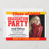 Red Gold School Colors Foto Afstuderen Kaart (Voorkant)