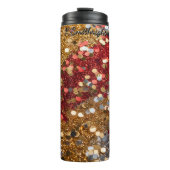 Red Gold Silver Glitter Confetti Thermosbeker (Voorkant)