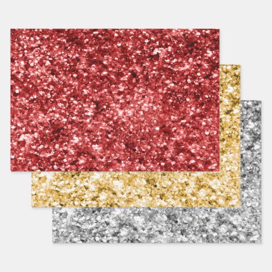 Red Gold Silver Glitter Sparkle Inpakpapier Vel (Set)