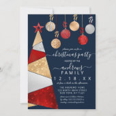 Red Gold Silver Glitter Tree Ornaments Kerstmis Kaart (Voorkant)