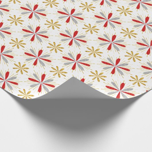 Red Gold Silver-kerstomwikkeling Cadeaupapier (Hoek)