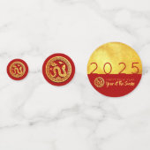 Red Gold Snake papercut 2025 Golden Party Confetti (Voorkanten)