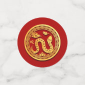 Red Gold Snake papercut 2025 Golden Party Confetti (Kleine voorkant)