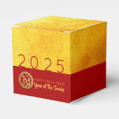 Red Gold Snake papercut 2025 Party Favoriet Box Bedankdoosjes (Voorkant Zijde)