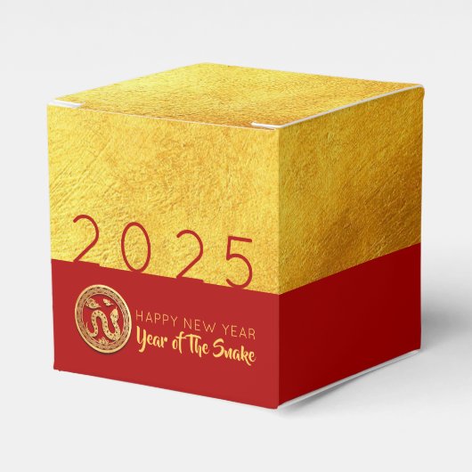 Red Gold Snake papercut 2025 Party Favoriet Box Bedankdoosjes (Voorkant Zijde)