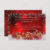 Red Gold Snow Bauble Kerstfeest RSVP (Voorkant / Achterkant)