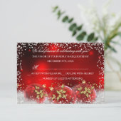 Red Gold Snow Bauble Kerstfeest RSVP Kaartje (Staand voorkant)