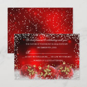 Red Gold Snow Bauble Kerstfeest RSVP Kaartje (Voorkant / Achterkant)
