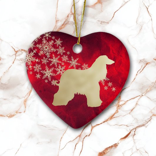Red Gold Snowflake Afghan Hound Keramisch Ornament