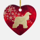 Red Gold Snowflake Afghan Hound Keramisch Ornament (Voorkant)