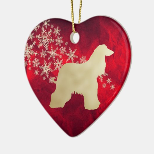 Red Gold Snowflake Afghan Hound Keramisch Ornament (Links)