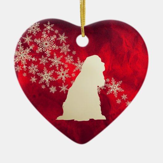 Red Gold Snowflake American Cocker Spaniel Keramisch Ornament (Voorkant)