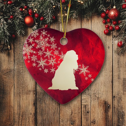 Red Gold Snowflake American Cocker Spaniel Keramisch Ornament