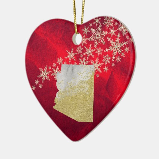 Red Gold Snowflake Arizona Heart Keramisch Ornament (Links)