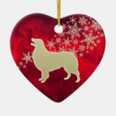 Red Gold Snowflake Australian Shepherd Keramisch Ornament (Voorkant)