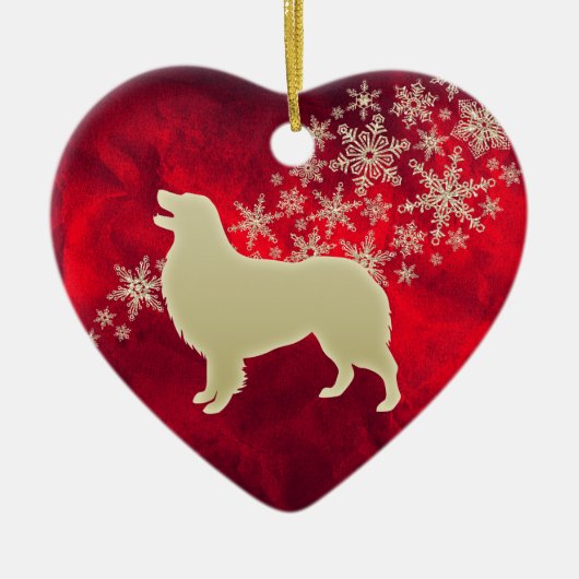 Red Gold Snowflake Australian Shepherd Keramisch Ornament (Voorkant)