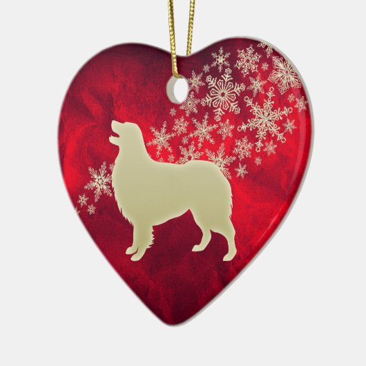 Red Gold Snowflake Australian Shepherd Keramisch Ornament (Links)