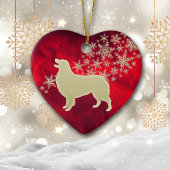 Red Gold Snowflake Australian Shepherd Keramisch Ornament