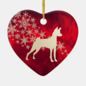 Red Gold Snowflake Basenji Dog Keramisch Ornament (Voorkant)