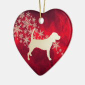 Red Gold Snowflake Beagle Dog Keramisch Ornament (Links)