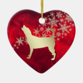 Red Gold Snowflake Beagle Keramisch Ornament (Voorkant)