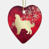 Red Gold Snowflake Bernese Mountain Dog Keramisch Ornament (Links)