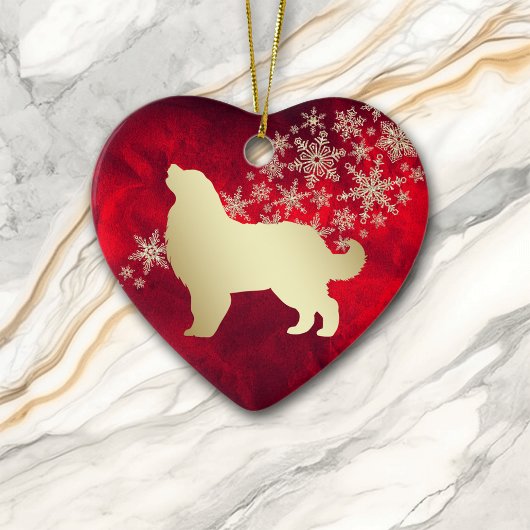 Red Gold Snowflake Bernese Mountain Dog Keramisch Ornament