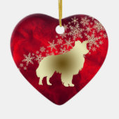 Red Gold Snowflake Border Collie Keramisch Ornament (Voorkant)