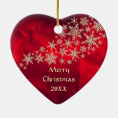 Red Gold Snowflake Border Collie Keramisch Ornament (Achterkant)