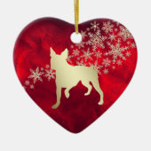 Red Gold Snowflake Boston Terrier Keramisch Ornament (Voorkant)