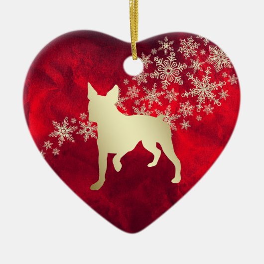 Red Gold Snowflake Boston Terrier Keramisch Ornament (Voorkant)