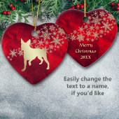 Red Gold Snowflake Boston Terrier Keramisch Ornament