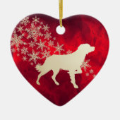 Red Gold Snowflake Brittany Dog Keramisch Ornament (Voorkant)