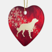 Red Gold Snowflake Brittany Dog Keramisch Ornament (Links)