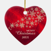 Red Gold Snowflake California Heart Keramisch Ornament (Achterkant)