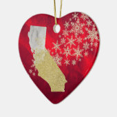 Red Gold Snowflake California Heart Keramisch Ornament (Links)
