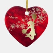 Red Gold Snowflake Cheerleader - gepersonaliseerd Keramisch Ornament (Voorkant)