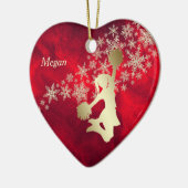 Red Gold Snowflake Cheerleader - gepersonaliseerd Keramisch Ornament (Links)