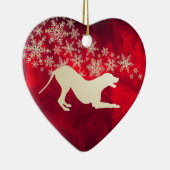 Red Gold Snowflake Dalmatian Keramisch Ornament (Rechts)