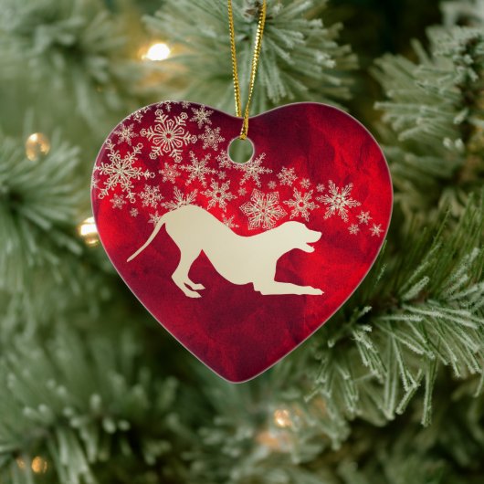 Red Gold Snowflake Dalmatian Keramisch Ornament (Boom)