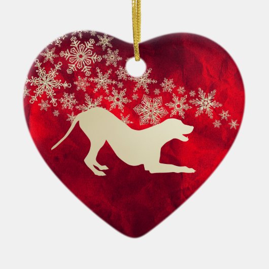 Red Gold Snowflake Dalmatian Keramisch Ornament (Voorkant)