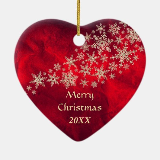 Red Gold Snowflake Dalmatian Keramisch Ornament (Achterkant)