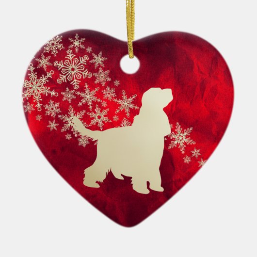 Red Gold Snowflake English Cocker Spaniel Keramisch Ornament (Voorkant)