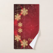 Red & Gold Snowflake Filigree Aangepast kerstfeest Bad Handdoek (Handdoek)