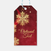 Red & Gold Snowflake Filigree Aangepast kerstfeest Cadeaulabel (Voorkant)