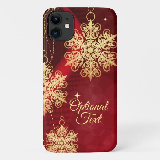Red & Gold Snowflake Filigree Aangepast kerstfeest Case-Mate iPhone Case (Achterkant)