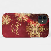Red & Gold Snowflake Filigree Aangepast kerstfeest Case-Mate iPhone Case (Achterkant (horizontaal))