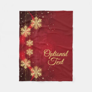 Red & Gold Snowflake Filigree Aangepast kerstfeest Fleece Deken