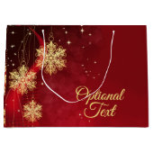 Red & Gold Snowflake Filigree Aangepast kerstfeest Groot Cadeauzakje (Voorkant)